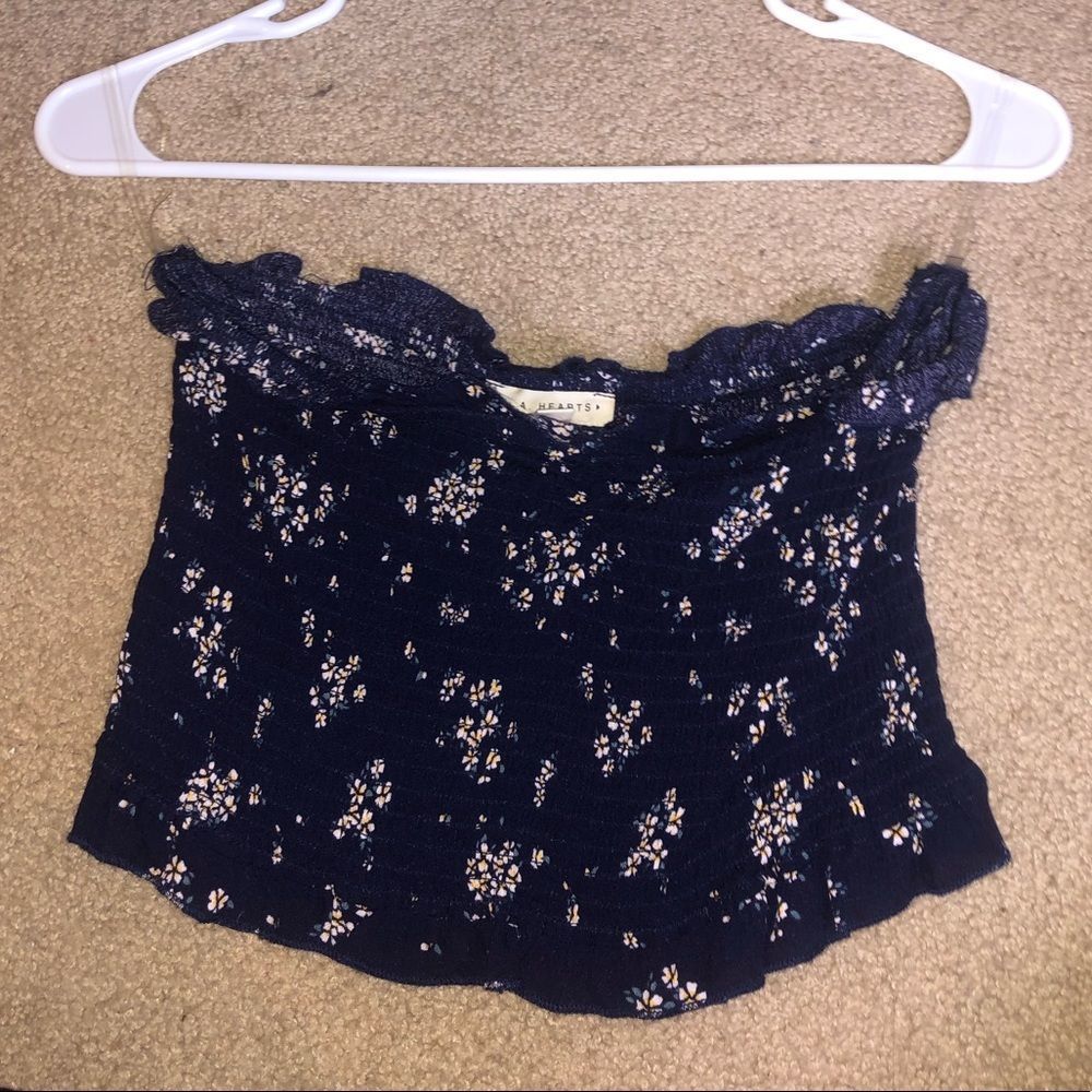 Ruffle floral tube top